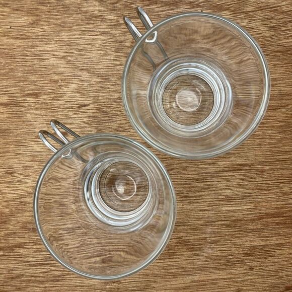 Vitrosax Italy Clear Glass Stainless Steel Removable Handle Expresso Mug Set - Picture 11 of 16